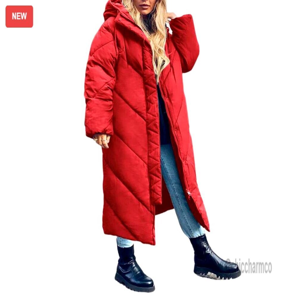 Long Puffer Coat Hooded Parka Jacket Winter Down Coat Women's